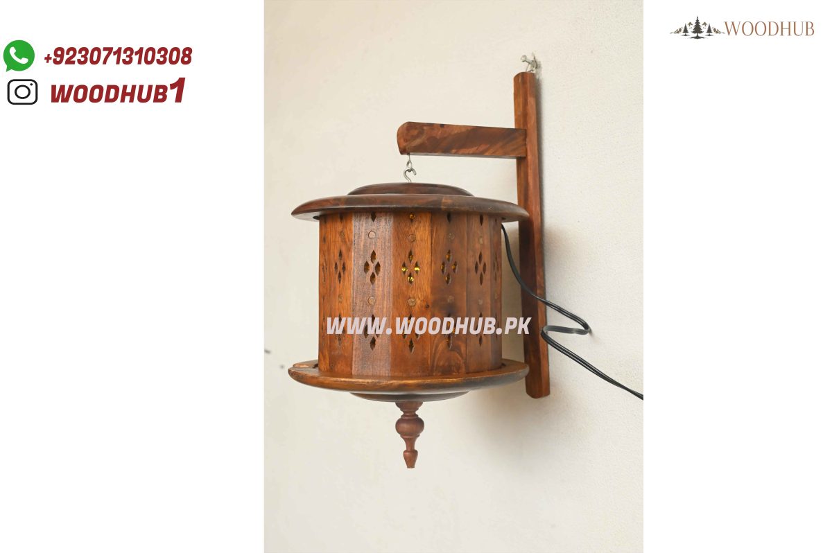 wooden wall Lamp brass