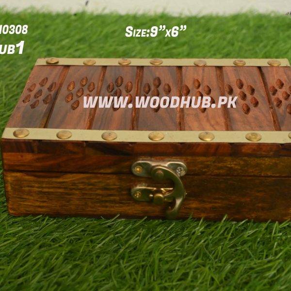 Wooden Jewelry box brass