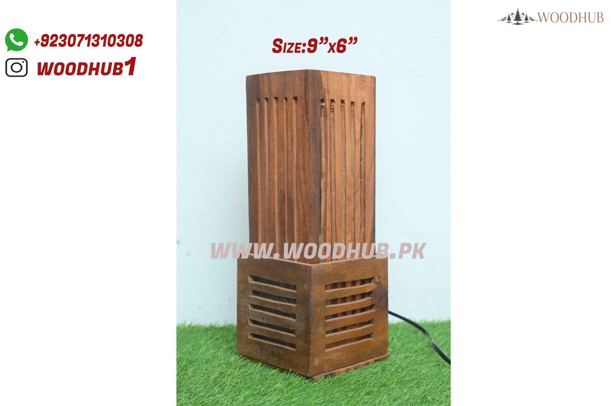 Wooden Table Lamp with Cutwork