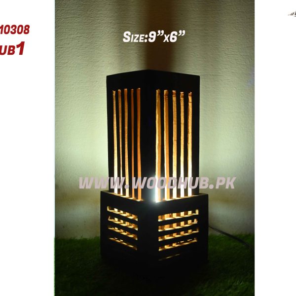 wooden table lamp with cutwork