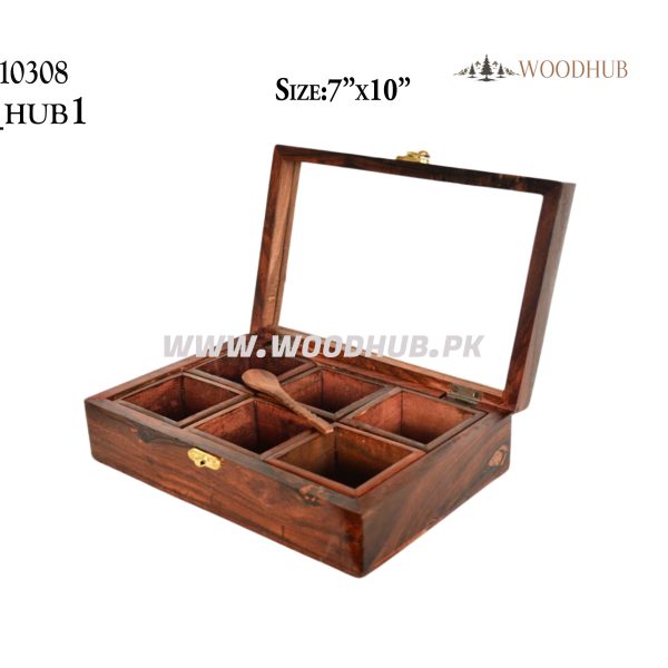 Wooden Masala box with 6 boxes