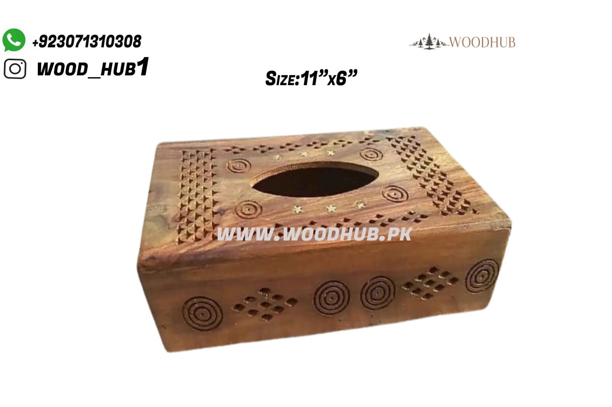 Wooden Tissue Box Cutwork & Brass Work