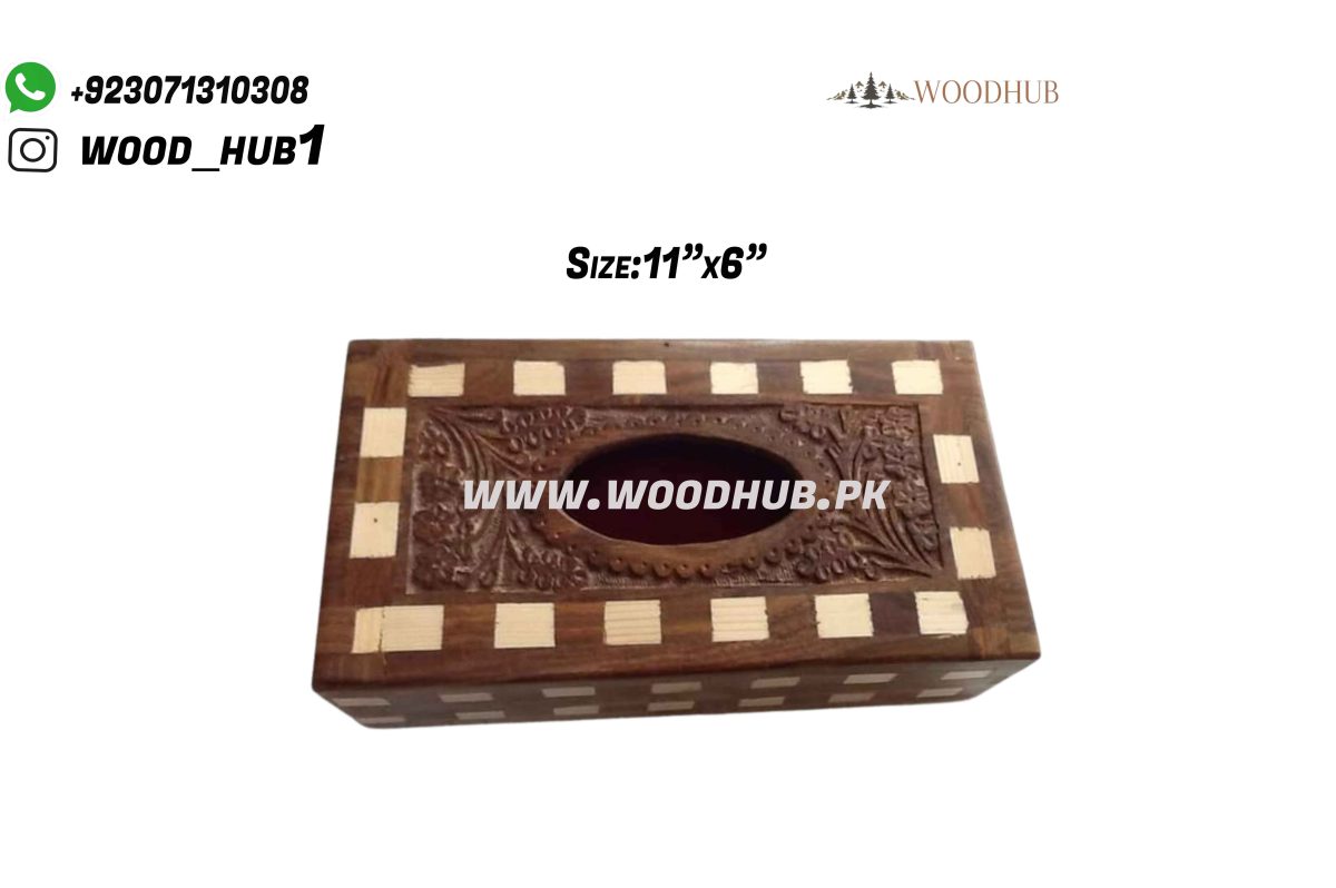 Wooden Tissue Box Tukri with Carving work