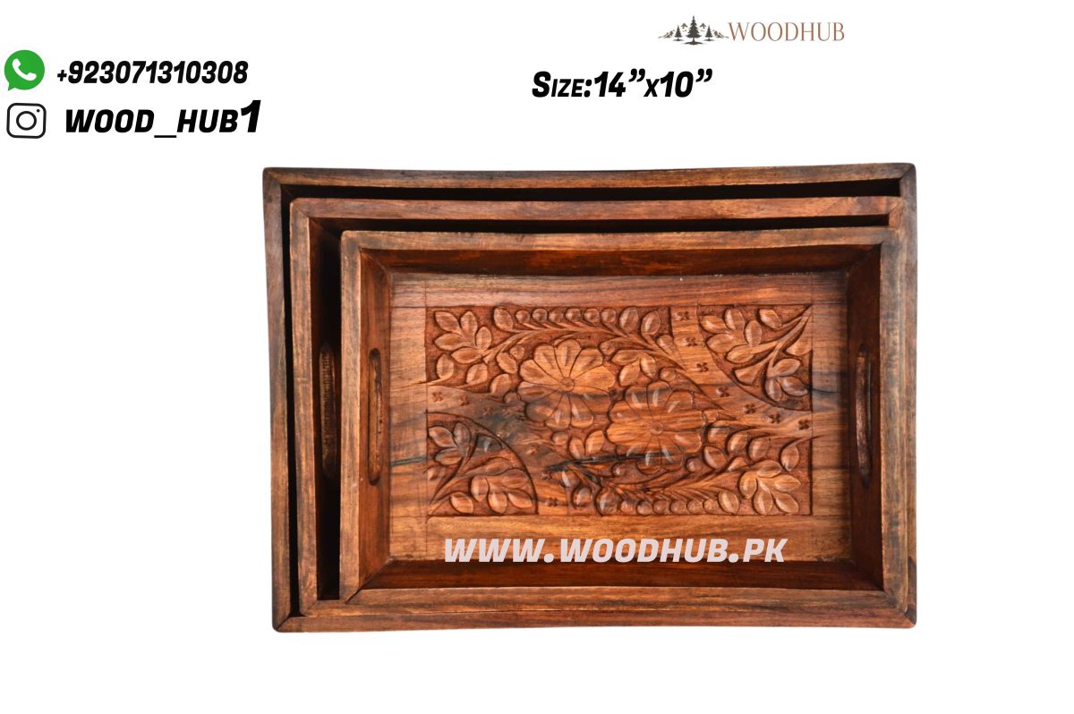 Wooden Tray Set Carving