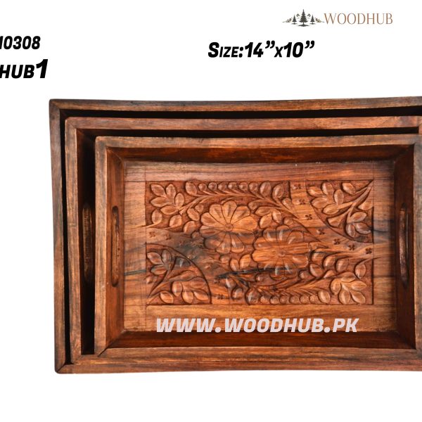 Wooden Tray Set Carving