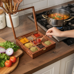 Home wooden masala box 10/10 carving