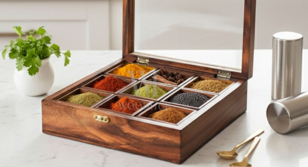 wooden masala box