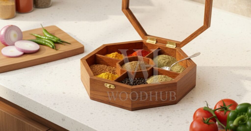 wooden spice box masala box