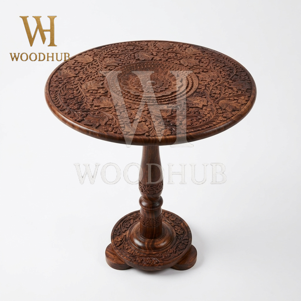 Wooden Table Carving 18 Inches – Handcrafted | Woodhub.pk 1 Wooden Table Carving 18 Inches – Handcrafted | Woodhub.pk
