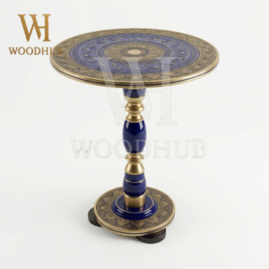 Wooden Table Naqshi 18 Inches Blue – Handcrafted | Woodhub.pk