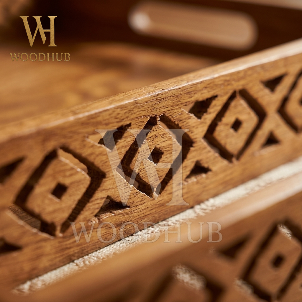 Wooden Tray Set Cutwork – 3 Pcs Set | Woodhub.pk 3 Wooden Tray Set Cutwork - woodhub