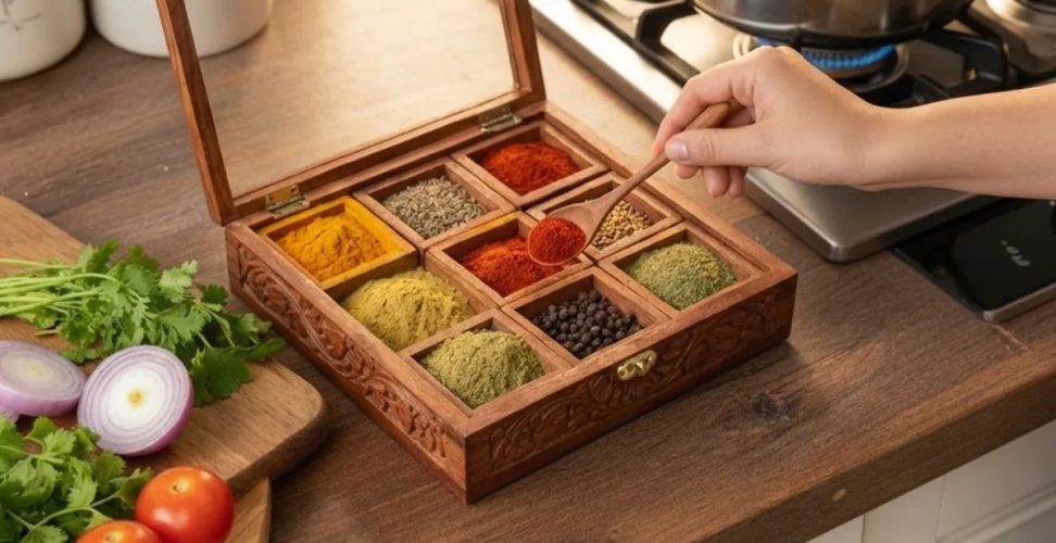 wooden masala box